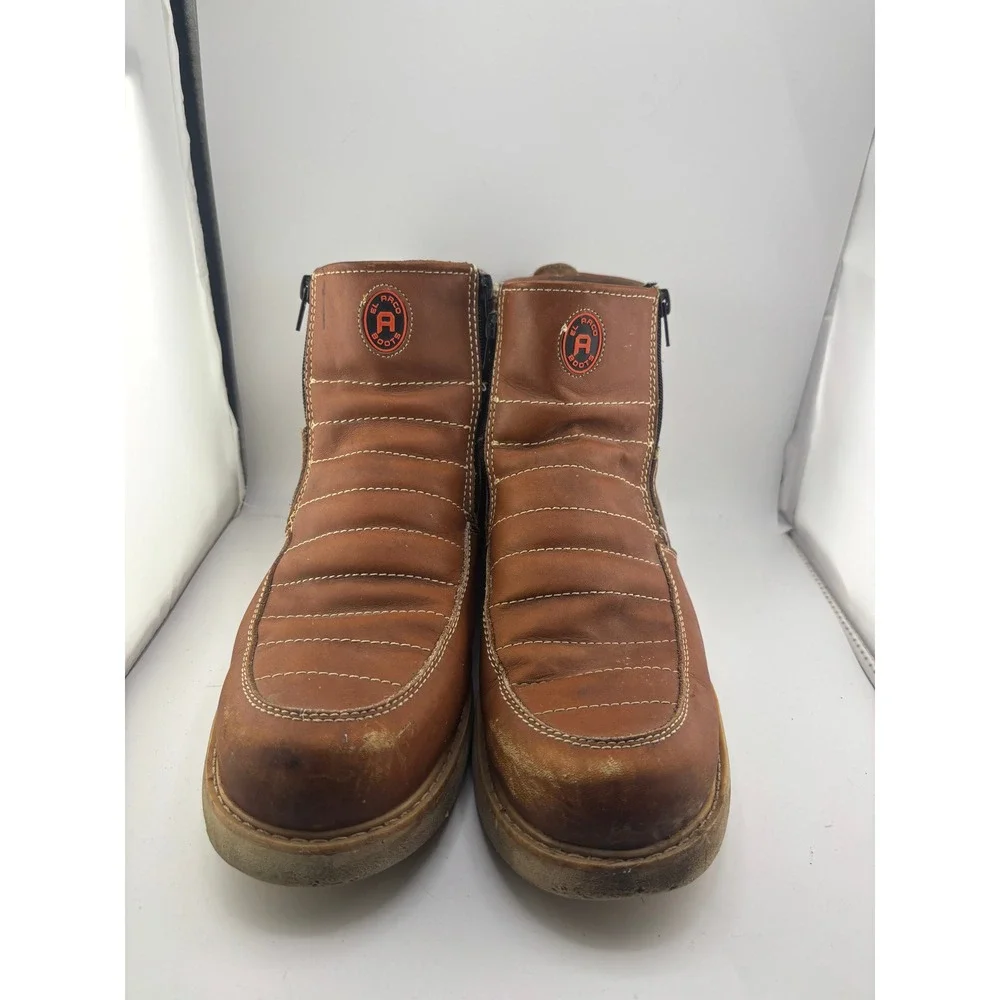 El Arco Boots Mens Brown Leather Side Zip Ribbed Moc Toe Wedge Sole 30 52828 330